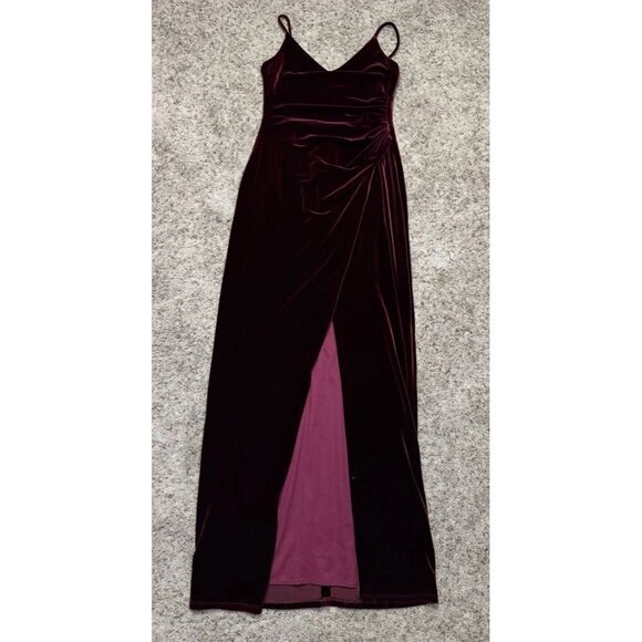 BETSY ADAM Purple Maroon Velvet Evening Gown Dress Slit Pageant Prom Wedding Sz6 - Picture 2 of 10
